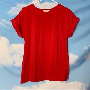 SMX- Red Cuffed Short Sleeve Blouse size Medium
